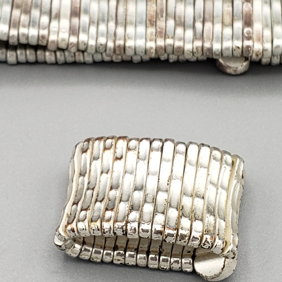 Silver & Rhinestone Stretch Bracelet and Ring Set - Picture 6 of 8